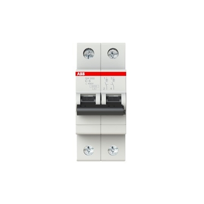 2P MCB SH202-C6 Miniature Circuit Breaker Rated Voltage 220 C 6 A Number of Pole