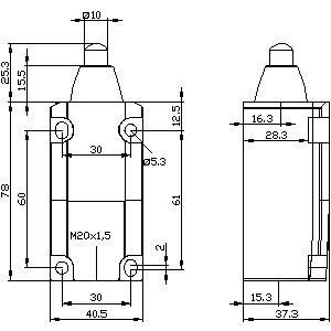 Industrial Metal Position Switch 3SE5112-0CC02 with Rounded Plunger and grade Steel