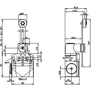 Adjustable Length Position Switch 3SE5242-0HK50 Plastic 50mm M20x1.5 Rotating Drive