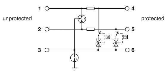 1065320 TTC-6P-2X1-F-24DC-PT-I Phoenix Contact Surge Protector 4 Pole Nominal Discharge Current 2.5