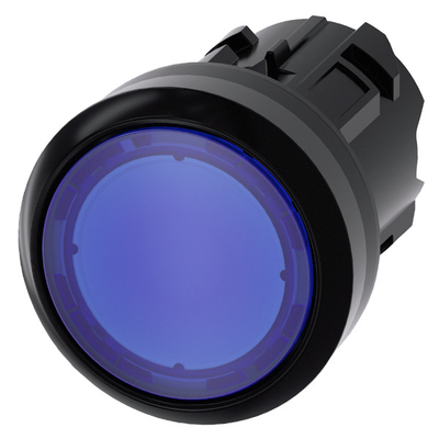 Blue Plastic Lighted 3SU1001-0AB50-0AA0 SIRIUS ACT Pushbutton with Flat Button Design