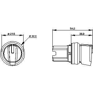 3SU1002-2BL60-0AA0 Plastic Short Handle 3-Position Selector Switch for SIRIUS ACT PLC