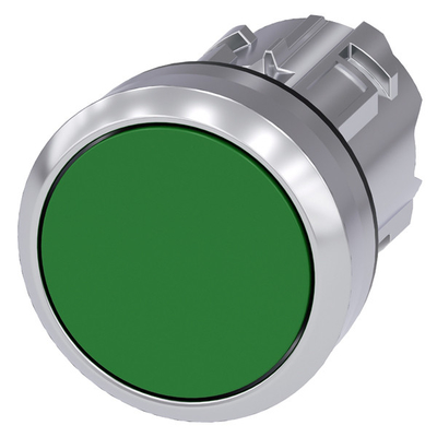 Green Unlighted Flat Button PLC 3SU1050-0AB40-0AA0 Metal Shiny SIRIUS ACT Pushbutton