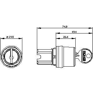 3SU1050-4BM01-0AA0 RONIS Metal Shiny Key Switch with 3 Positions and 2x45 SIRIUS ACT