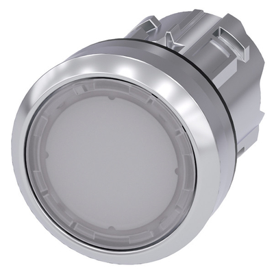 3SU1051-0AB60-0AA0 SIRIUS ACT Pushbutton with Metal Shiny Lighted Flat Button in White