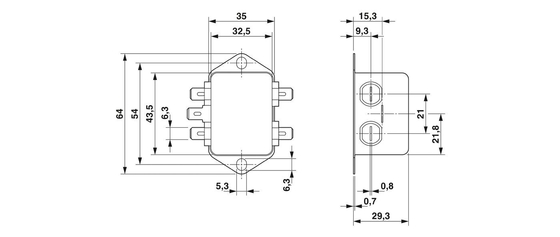 1334398 FIL-WM-1S-1N-10A-250V AC 50/60 Hz EMC Filter for Electrical Noise Suppression