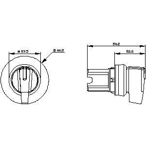3SU1052-2CM60-0AA0 Metal Shiny Long Handle 3 Positions White SIRIUS ACT Selector Switch