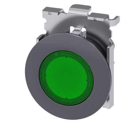 Green SIRIUS ACT Pushbutton Metal Matt Lighted Flat Button And Bezel Recessed Mounting
