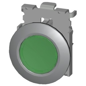 Green SIRIUS ACT Pushbutton Metal Matt Lighted Flat Button And Bezel Recessed Mounting