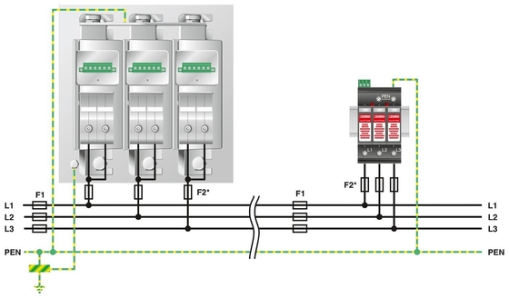380V Rated Voltage 4 Pole 2800531 PWT 100-800AC-FM Class 1/2 Lightning/Surge Protector