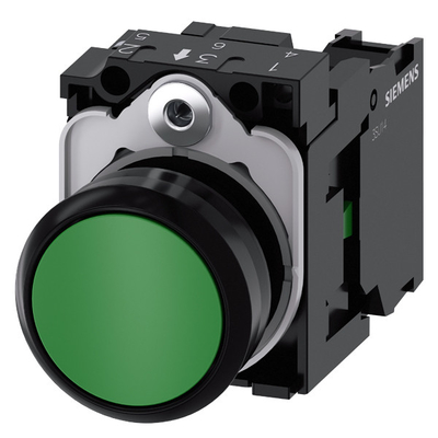 3SU1100-0AB40-1BA0 Green Plastic Flat Button Momentary Pushbutton with Screw Terminal