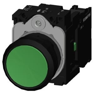 3SU1100-0AB40-1BA0 Green Plastic Flat Button Momentary Pushbutton with Screw Terminal