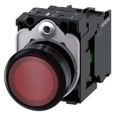 Red SIRIUS ACT Complete Unit Pushbutton Plastic Lighted Flat Momentary 3SU1102-0AB20-1BA0