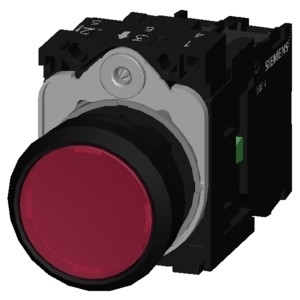 Red SIRIUS ACT Complete Unit Pushbutton Plastic Lighted Flat Momentary 3SU1102-0AB20-1BA0