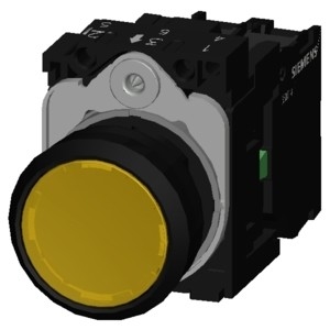 Complete Unit Pushbutton SIRIUS ACT Momentary Yellow Plastic Lighted Flat Button