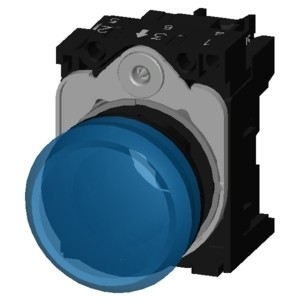 Blue Lighted Smooth Lens Flush Plastic Pilot Light for SIRIUS ACT 3SU1102-6AA50-1AA0