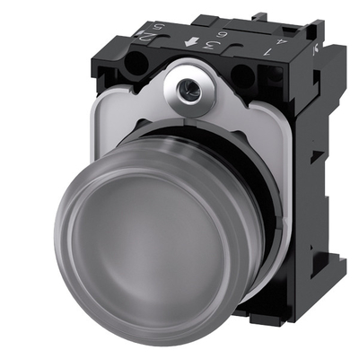 Lighted 24V AC/DC Plastic Pilot Light for SIRIUS ACT Complete Unit Smooth Lens Flush