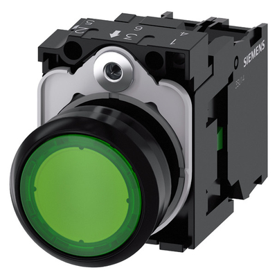 PLC 3SU1106-0AB40-1BA0 SIRIUS ACT Complete Unit Pushbutton Plastic Lighted Flat Momentary