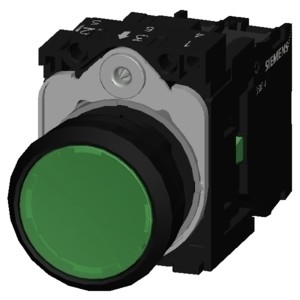 PLC 3SU1106-0AB40-1BA0 SIRIUS ACT Complete Unit Pushbutton Plastic Lighted Flat Momentary
