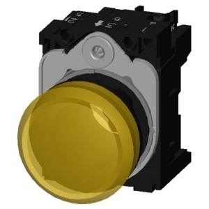 230V AC Plastic Yellow SIRIUS ACT Pilot Light Flush with Smooth Lens 3SU1106-6AA30-1AA0
