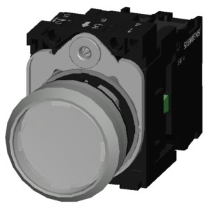 PLC 3SU1152-0AB70-1BA0 Momentary Metal Shiny Lighted Flat Button SIRIUS ACT Pushbutton
