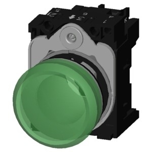Lighted Smooth Lens Flush Pilot Light for 24V AC/DC Metal Shiny SIRIUS ACT Complete Unit