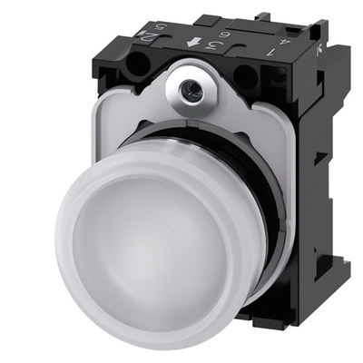 Smooth Lens Flush SIRIUS ACT Complete Unit 24V AC/DC Metal Shiny Lighted Pilot Light