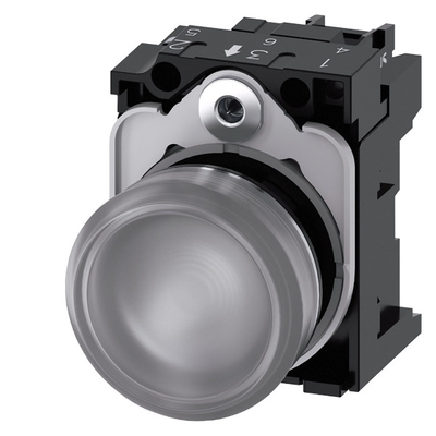 Smooth Lens Flush 24V AC/DC PLC 3SU1152-6AA70-1AA0 SIRIUS ACT Metal Shiny Pilot Light