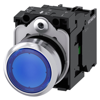 3SU1156-0AB50-1BA0 Metal Shiny Lighted Flat Button Blue Momentary SIRIUS ACT Pushbutton