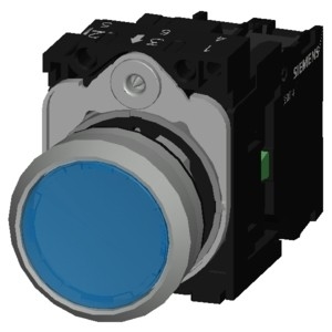 3SU1156-0AB50-1BA0 Metal Shiny Lighted Flat Button Blue Momentary SIRIUS ACT Pushbutton