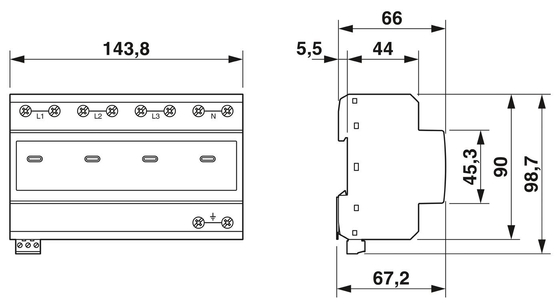 VAL-ME 2801559 385/100-3S-FM Type 2 Surge Protector with 2 Poles 5-250V AC 125V AC UL