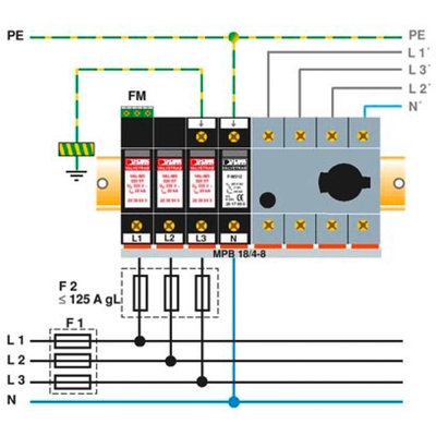230V AC Rated VAL-MS 320/3 1 Surge Protector with 4 Poles by Phoenix Contact Type 2