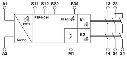 Phoenix Contact PSR-MC34-3NO-1DO-24DC-SP Emergency Stop Safety Relay for Voltage Relay