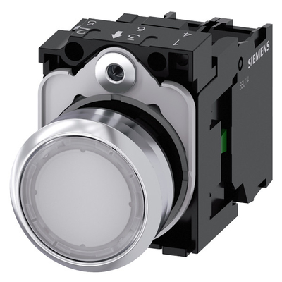 Siemens 3SU1152-0AB60-1BA0 Metal Shiny Lighted Flat Button Momentary White Pushbutton