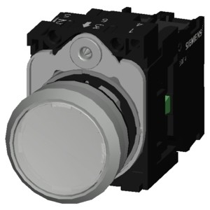 Siemens 3SU1152-0AB60-1BA0 Metal Shiny Lighted Flat Button Momentary White Pushbutton