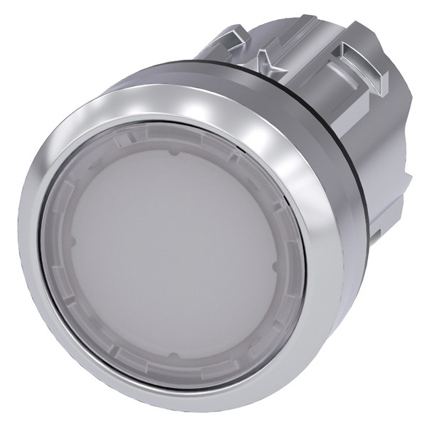3SU1051-0AB60-0AA0 SIRIUS ACT Pushbutton with Metal Shiny Lighted Flat Button in White