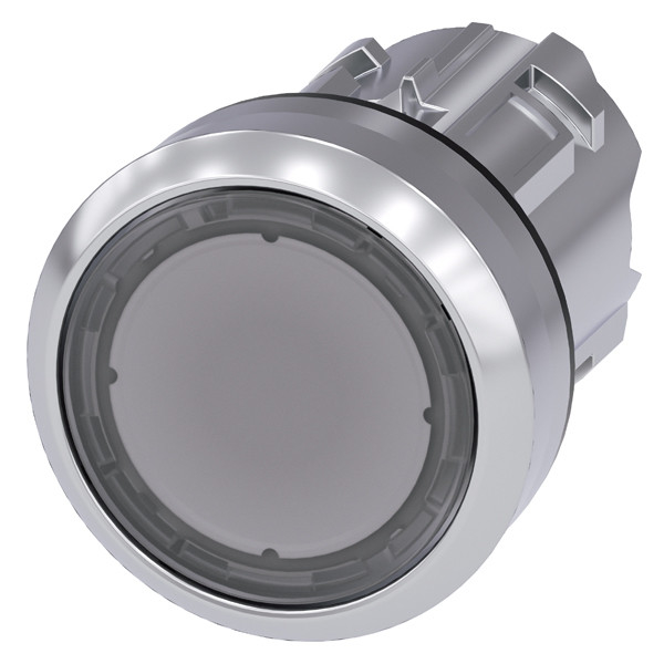 Clear SIRIUS ACT Metal Pushbutton PLC 3SU1051-0AB70-0AA0 with Shiny Light Flat Button