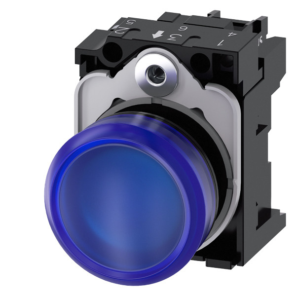 Blue Lighted Smooth Lens Flush Plastic Pilot Light for SIRIUS ACT 3SU1102-6AA50-1AA0