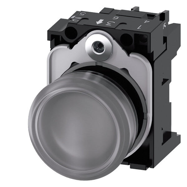 Lighted 24V AC/DC Plastic Pilot Light for SIRIUS ACT Complete Unit Smooth Lens Flush