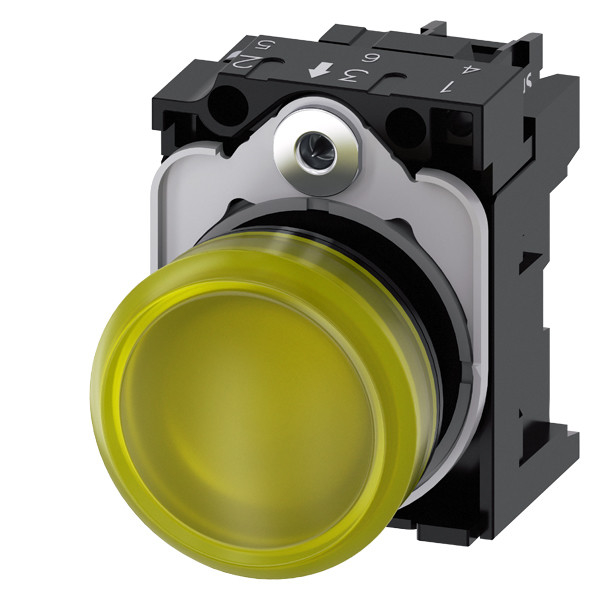 230V AC Plastic Yellow SIRIUS ACT Pilot Light Flush with Smooth Lens 3SU1106-6AA30-1AA0