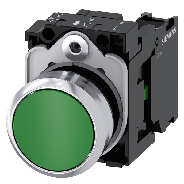 3SU1150-0AB40-1BA0 SIRIUS ACT Pushbutton Green Metal Shiny Flat Button for Momentary