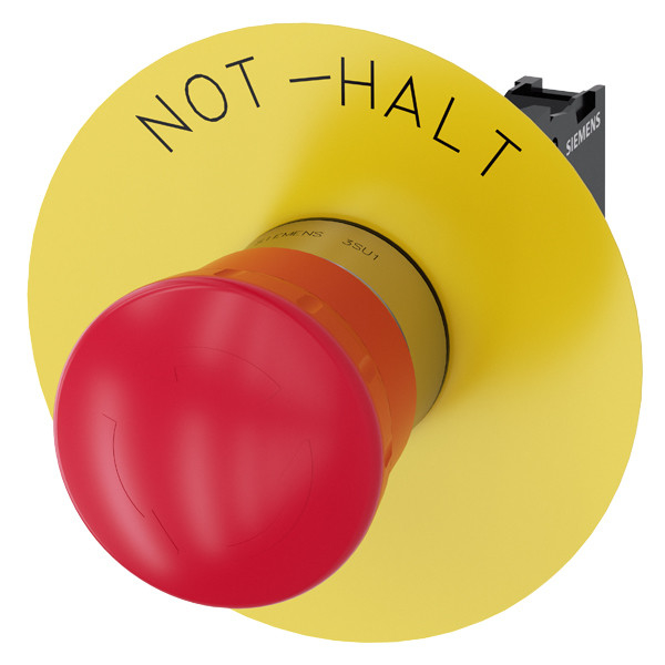 Emergency Stop 3SU1150-1HB20-1CH0 Metal Shiny Pushbutton for SIRIUS ACT Complete Unit