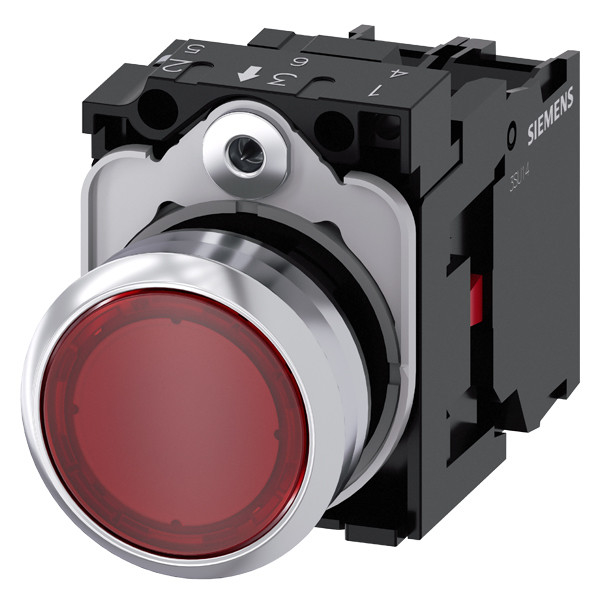 3SU1152-0AB20-1CA0 Metal Shiny Lighted Flat Button for SIRIUS ACT Pushbutton in Red