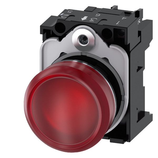 Smooth Lens Flush 3SU1152-6AA20-1AA0 Pilot Light for SIRIUS ACT Lighted Metal Shiny
