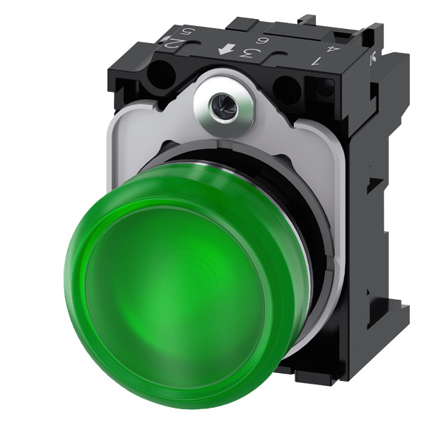Lighted Smooth Lens Flush Pilot Light for 24V AC/DC Metal Shiny SIRIUS ACT Complete Unit