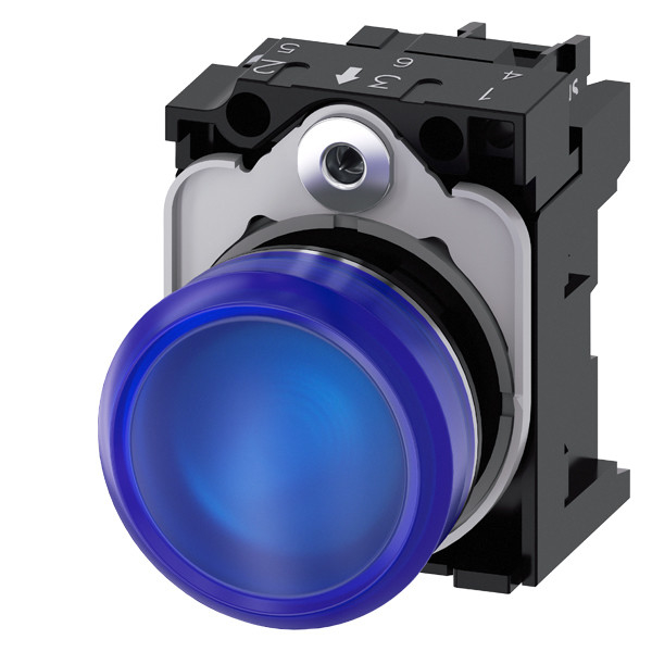 Smooth Lens Flush SIRIUS ACT Complete Unit Pilot Light with Metal Shiny Finish 24V AC/DC