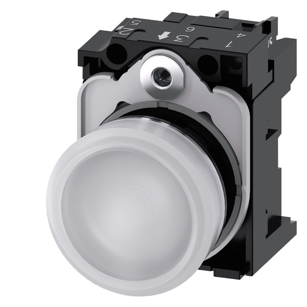 Smooth Lens Flush SIRIUS ACT Complete Unit 24V AC/DC Metal Shiny Lighted Pilot Light