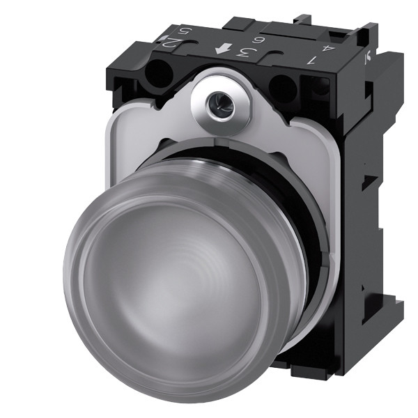 Smooth Lens Flush 24V AC/DC PLC 3SU1152-6AA70-1AA0 SIRIUS ACT Metal Shiny Pilot Light