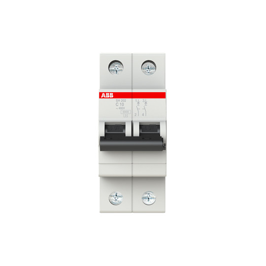 SH202-C10 Miniature Circuit Breaker 2P C 10 A BCD Curve C for Industrial Applications
