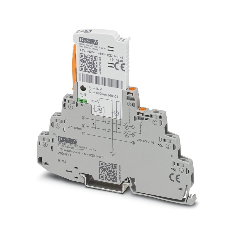 12 V DC Rated Voltage 2906744 TTC-6P-3-HF-M-12DC-UT-I Surge Protector with 2 Pole